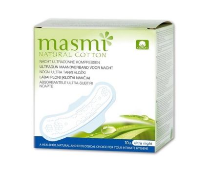 Нощни тънки дамски превръзки с крилца Masmi Natural Cotton 10бр