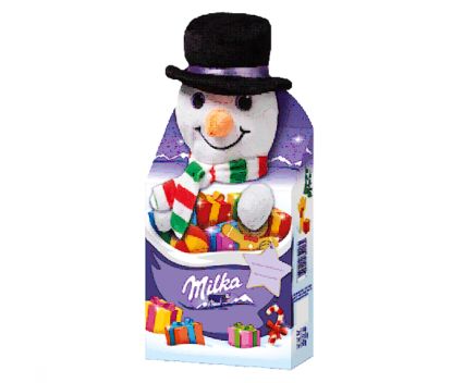 Плюшена играчка с шоколадови продукти Milka Снежен човек 96 г