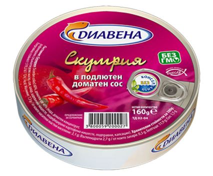 Консерва скумрия в подлютен доматен сос Диавена 160 г