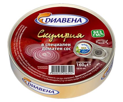 Консерва скумрия в специален доматен сос Диавена 160 г 
