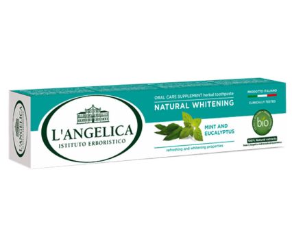 Био паста за зъби L'Angelica с екстракт от мента и евкалипт за естествено избелване 75мл