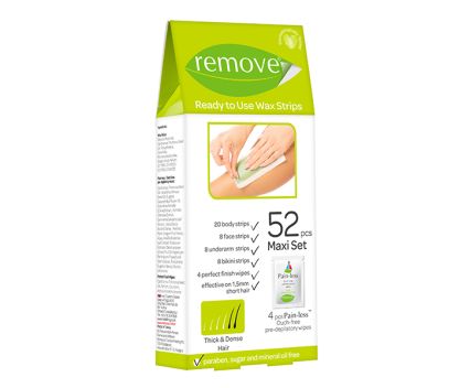 Восъчни ленти Макси комплект за гъсти и дебели косми Remove 52бр