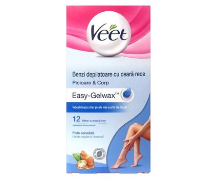 Депилиращи ленти за крака и тяло Veet Easy-Gelwax 12 бр