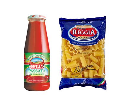 Пакет: Пенне Зити Ригати Reggia 500 г + Доматена паста Divella 680 г