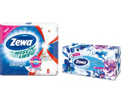 Пакет: Домакински Ролки Zewa Design 2 пл 2 бр + Кърпи за Лице и Ръце Zewa Design 3 пл 90 бр