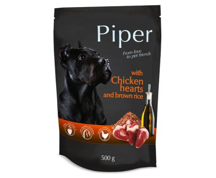 Храна за кучета с пилешки сърца и кафяв ориз Piper 500 г
