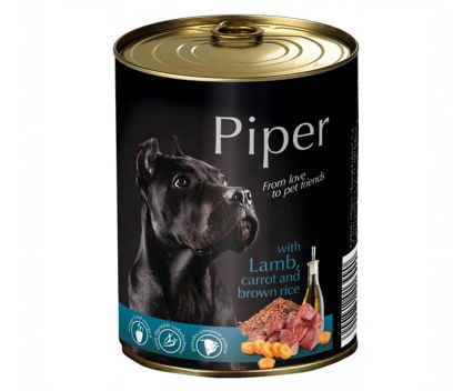 Консерва за куче с агнешко месо, моркови и кафяв ориз Piper 400 г