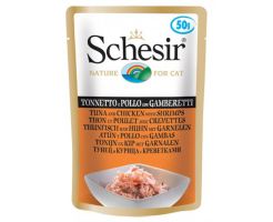 Пауч за котки с риба тон, пиле и скариди Schesir 50 гр