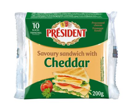 Сирене за сандвичи чедър President 200 г