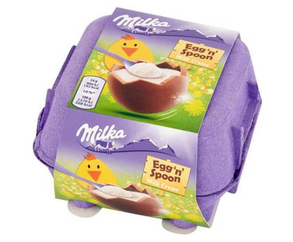 Шоколадови яйчица с млечен крем Milka 136 г + лъжички