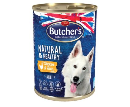 Храна за Куче Butcher's Natural & Healthy Dog Пастет с Пилешко и Ориз 390 г