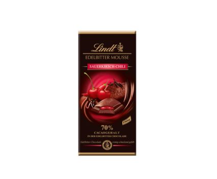 Шоколад Lindt Edelbitter Mousse вишна и чили 70% какао 150 г