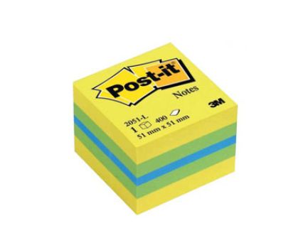 Самозалепващ куб лимон Post-it 51/51 400л неон 3м