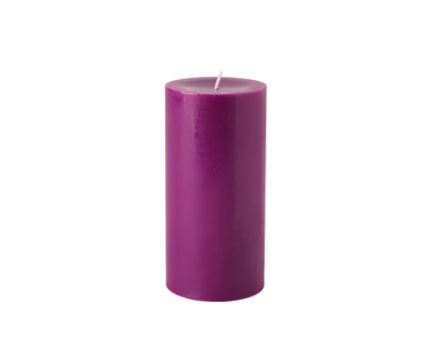 Ароматизирана лилава свещ - цилиндър, цъфтящи цветя 14см