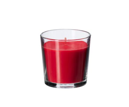 Ароматизирана свещ в стъклена чаша - червена, горски плодове 7.5см