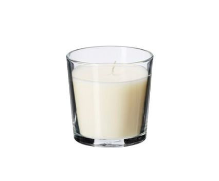 Ароматизирана свещ в стъклена чаша - бяла, ванилия 7.5см