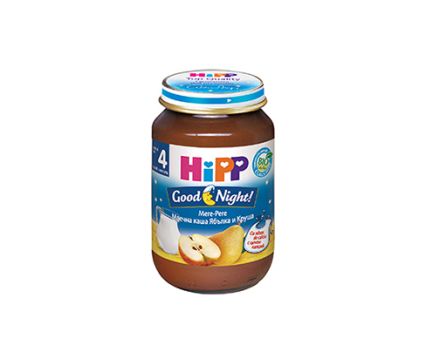Био млечна каша Лека нощ с ябълки и круши Hipp, след 4 месец, 190гр