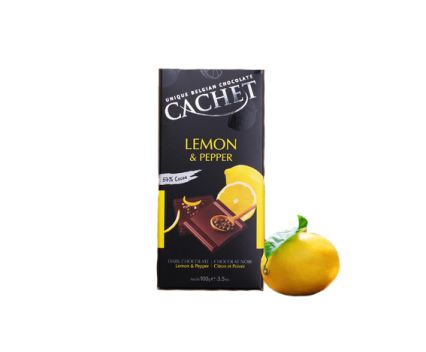 Черен шоколад 57% Лимон и пипер Cachet 100гр