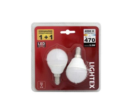 LED лампи Lightex 5.5W E14 2бр Специално предложене