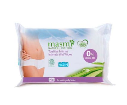 Мокри кърпички, интимни Masmi Natural Cotton 20бр
