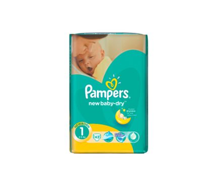 Бебешки пелени Pampers new baby dry 1 (2-5kg) 43бр