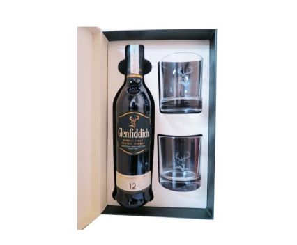 Уиски Glenfiddich Олд Сигничър Малц 12 YO 700 мл + 2 Чаши