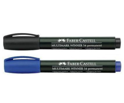 Перманентни маркери Faber-Castell с объл връх 2бр - син и черен