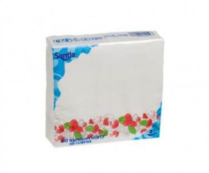 Сгънати салфетки Santia бели  33/33 100бр
